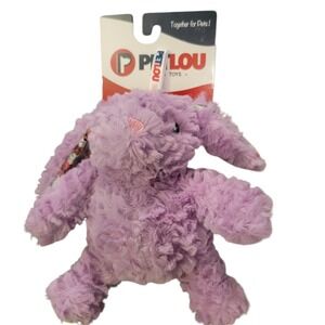 PetLou Purple Bunny Rabbit‎ Plush Squeaky Dog Toy Floral Ears Medium NWT